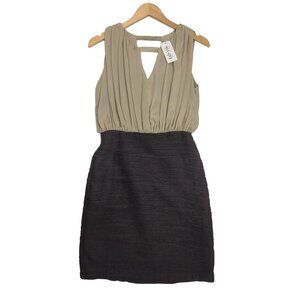 Esley‎ Dress Womens Medium Fitted Sleeveless V-neck Taupe Gray